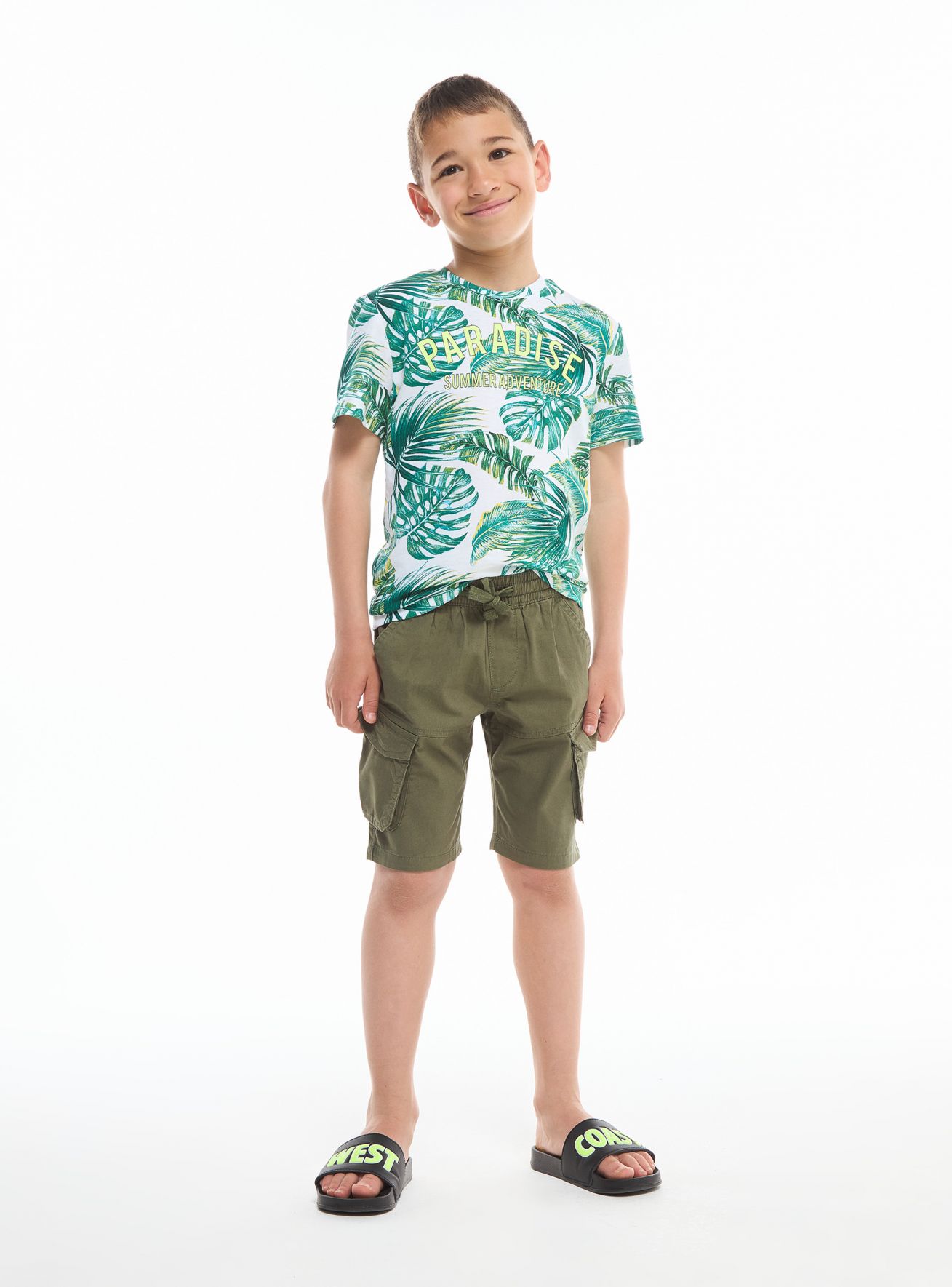 Короткие однотонные шорты-карго Светло-зеленый защитный - Купить онлайн